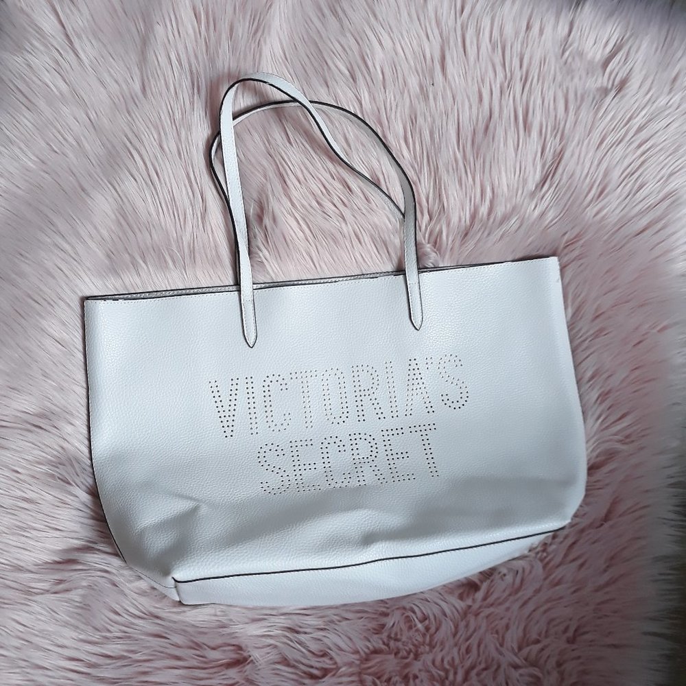White, Silver Victoria's Secret Tote Bag